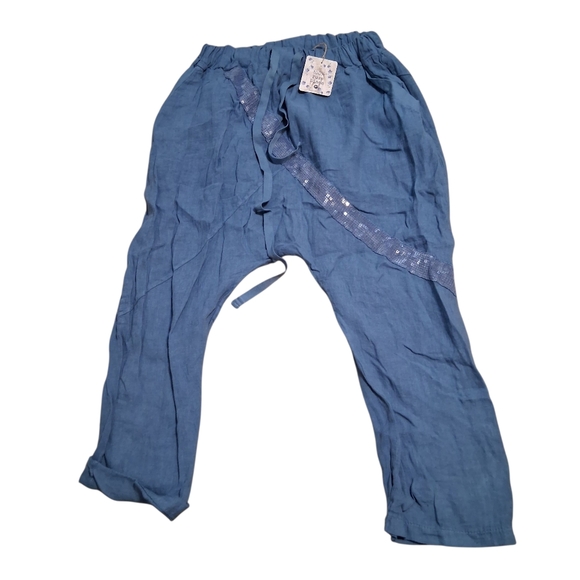 Harem style Women's Beach Pants 100% Pure Linen - Picture 1 of 4